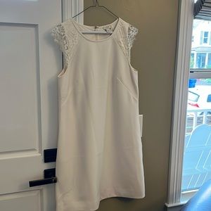 JCrew off white dress with lace detailing and pockets; size 8